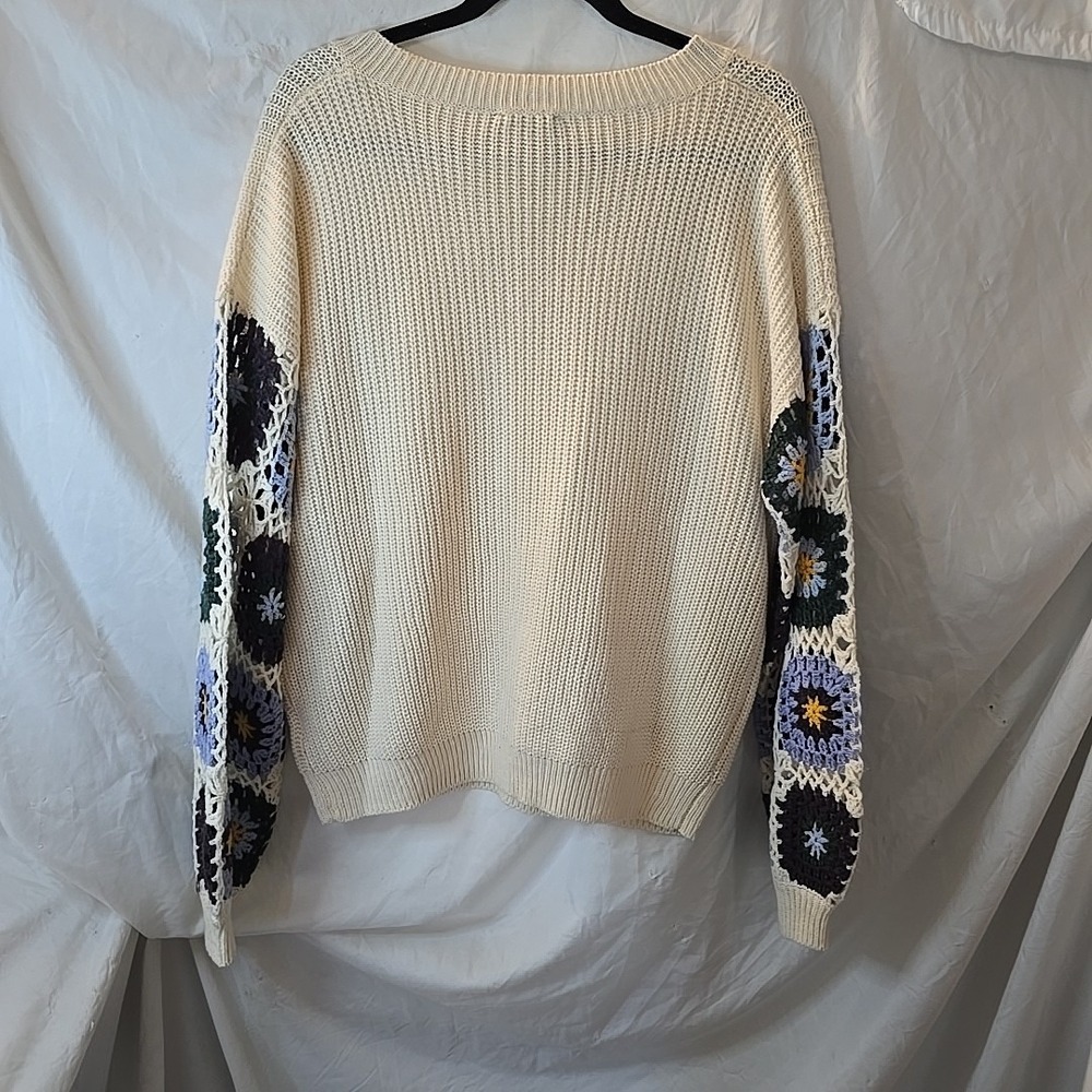 Sweet Lovely By Jen Wildflower Blooms Crochet Sweater Size M‎ Boho Cottagecore - Picture 12 of 15